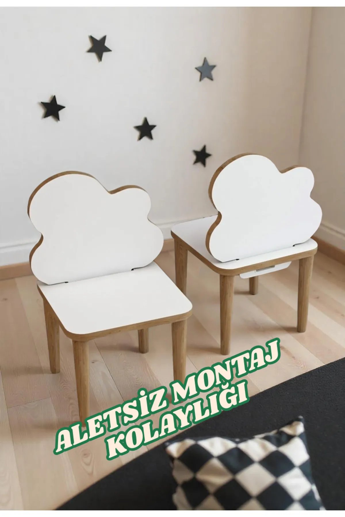 Ahşap MDF  Bulut Desenli 2 Adet Sandalye Kreş Anaokulu ve ilk öğretim düzeyinde   30x25x25 Ahşap MDF  Bulut Desenli 2 Adet Sandalye Kreş Anaokulu ve ilk öğretim düzeyinde   30x25x25