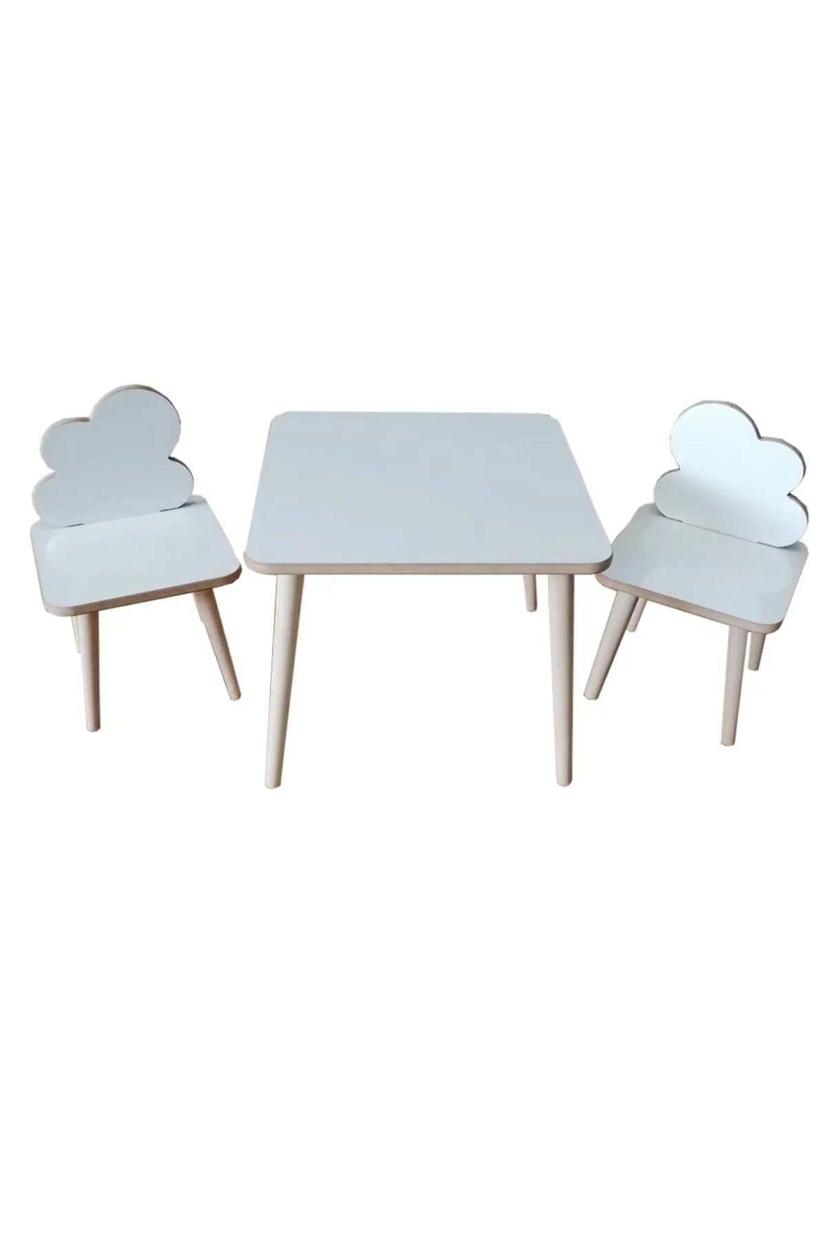 Yaz Sil Yüzeyli Çocuk Aktivite Masa Sandalye Takımı - Çift Bulut Sandalye