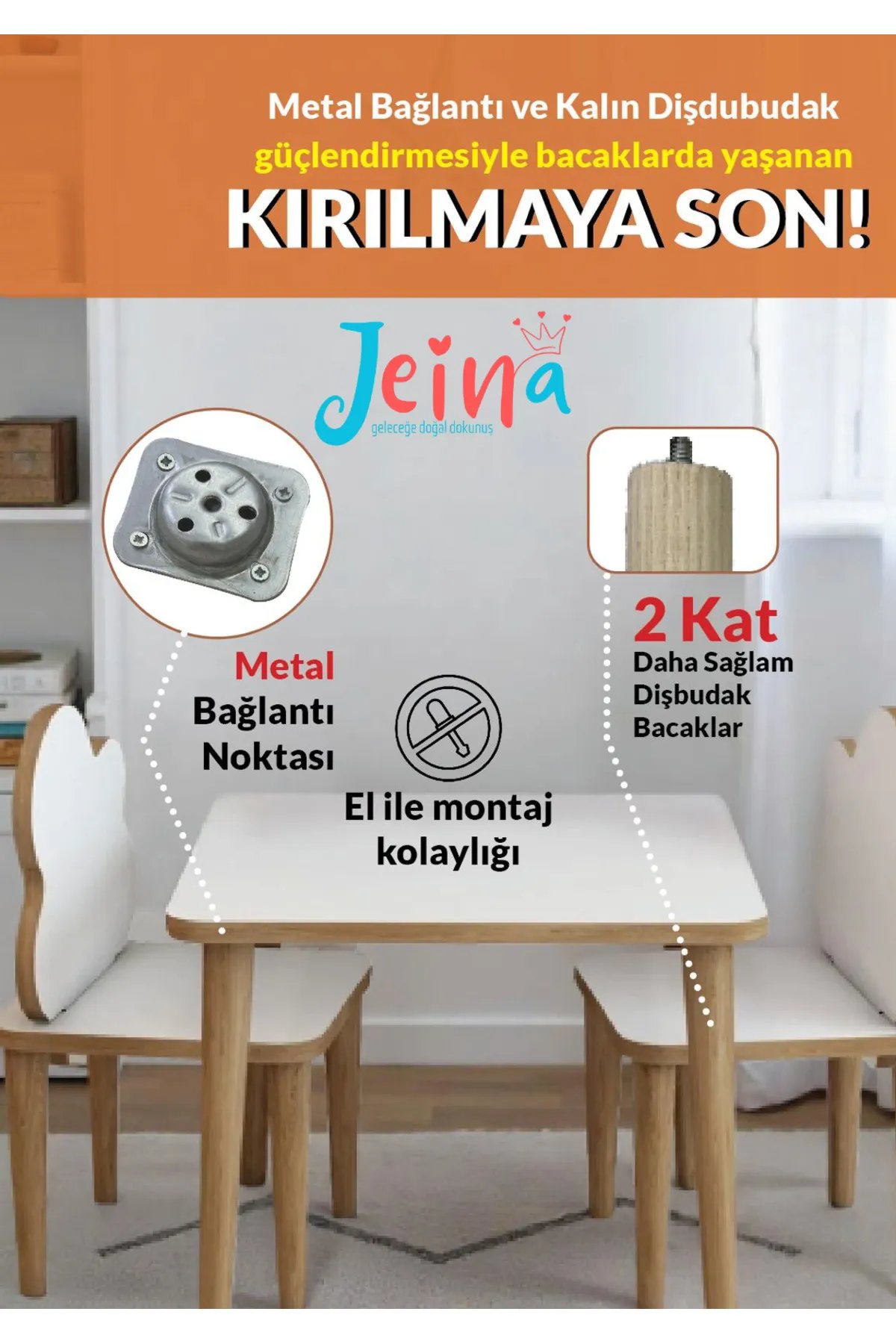 Yaz Sil Yüzey Ahşap Çocuk Masa Sandalye Takımı 2 Sandalye 1 Masa Ahşap Konik Ayak