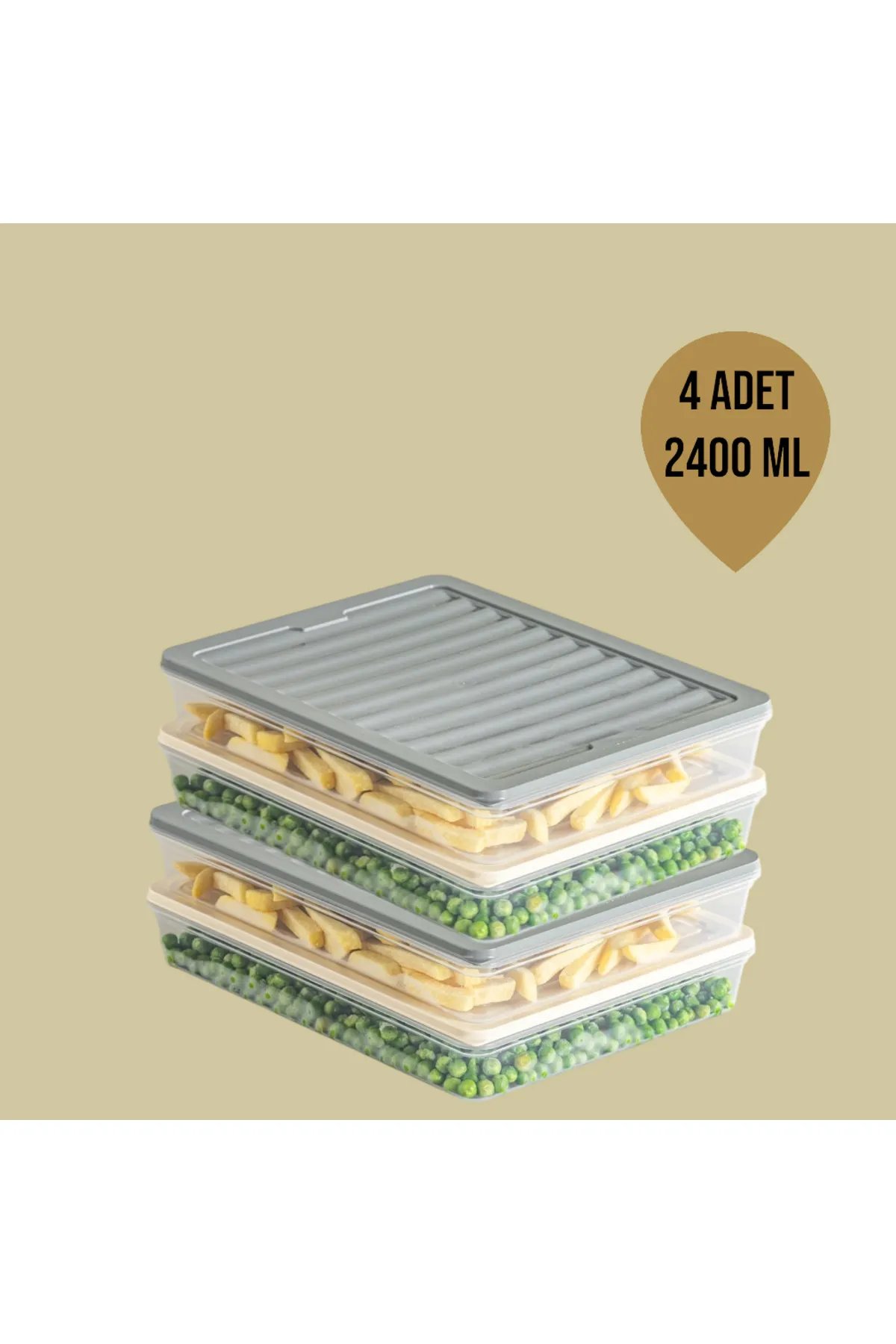 4 ADET 2400 ML Buzdolabı, Mikrodalga Ve Difrize Uygun Saklama Kabı Antrasit 4 ADET 2400 ML Buzdolabı, Mikrodalga Ve Difrize Uygun Saklama Kabı Antrasit