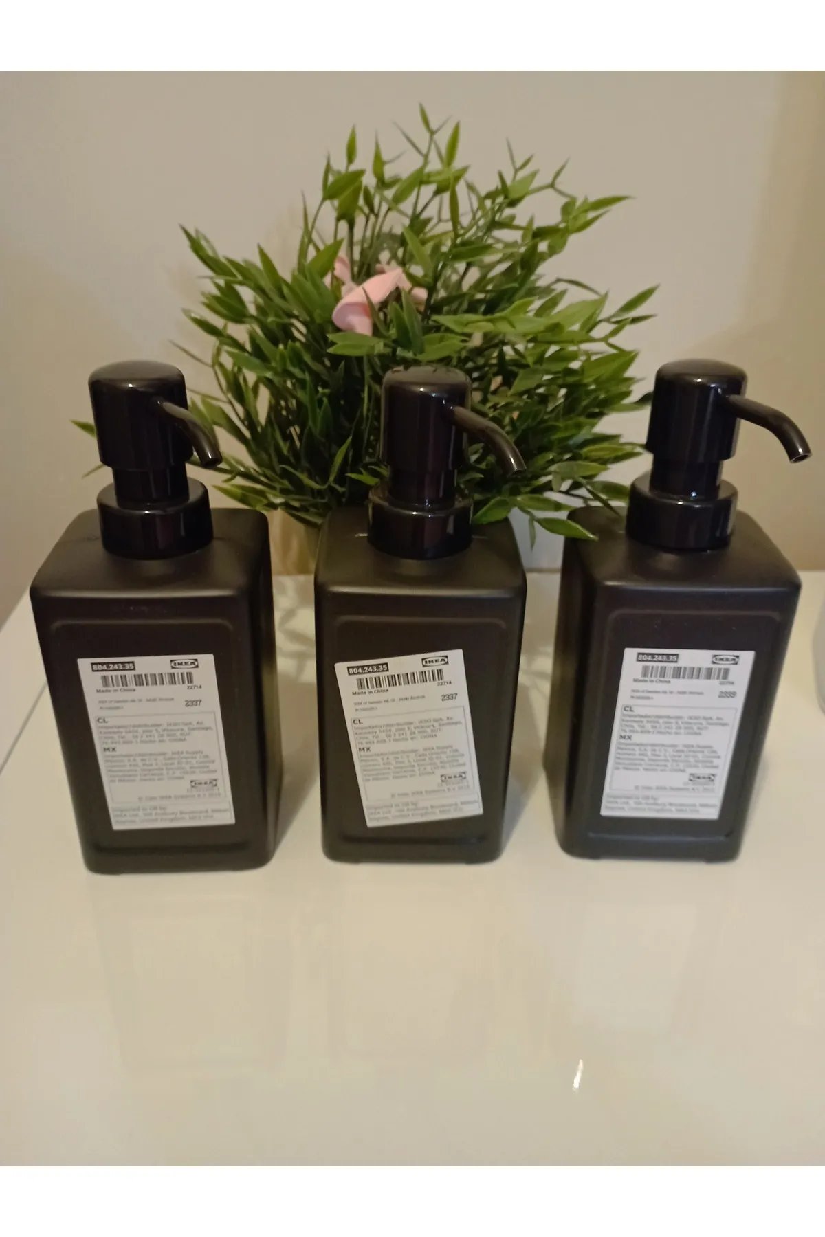 RINNIG sıvı sabunluk siyah renk 3'lü set RINNIG sıvı sabunluk siyah renk 3'lü set