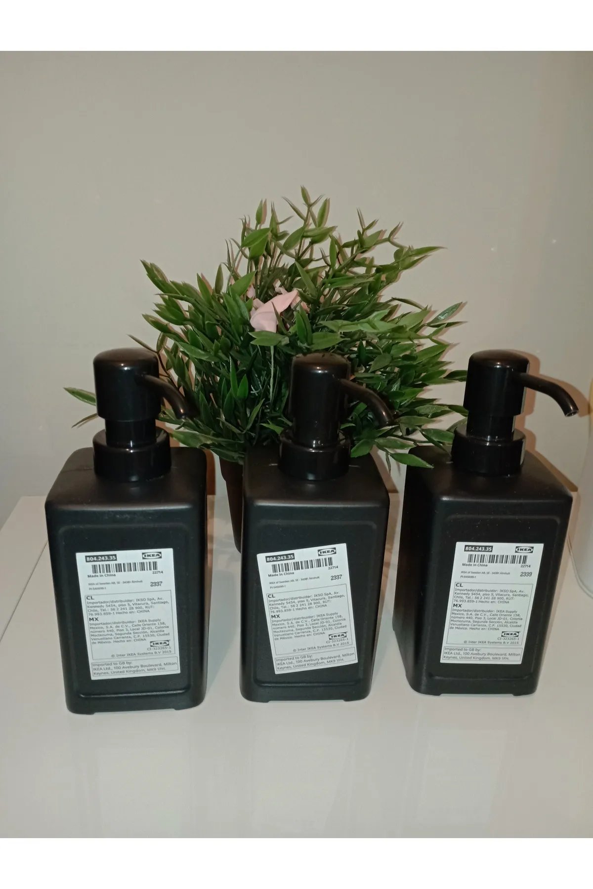 RINNIG sıvı sabunluk siyah renk 3'lü set RINNIG sıvı sabunluk siyah renk 3'lü set