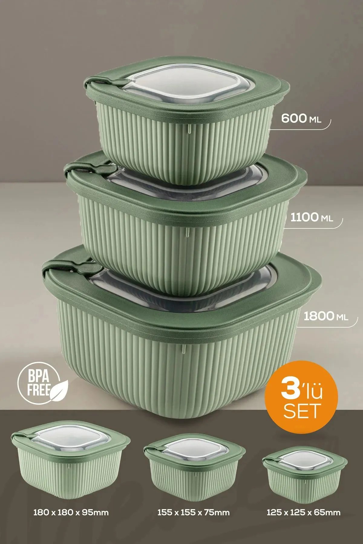 3'lü Hava Geçirmez Saklama Kabı Seti 3'lü Hava Geçirmez Saklama Kabı Seti