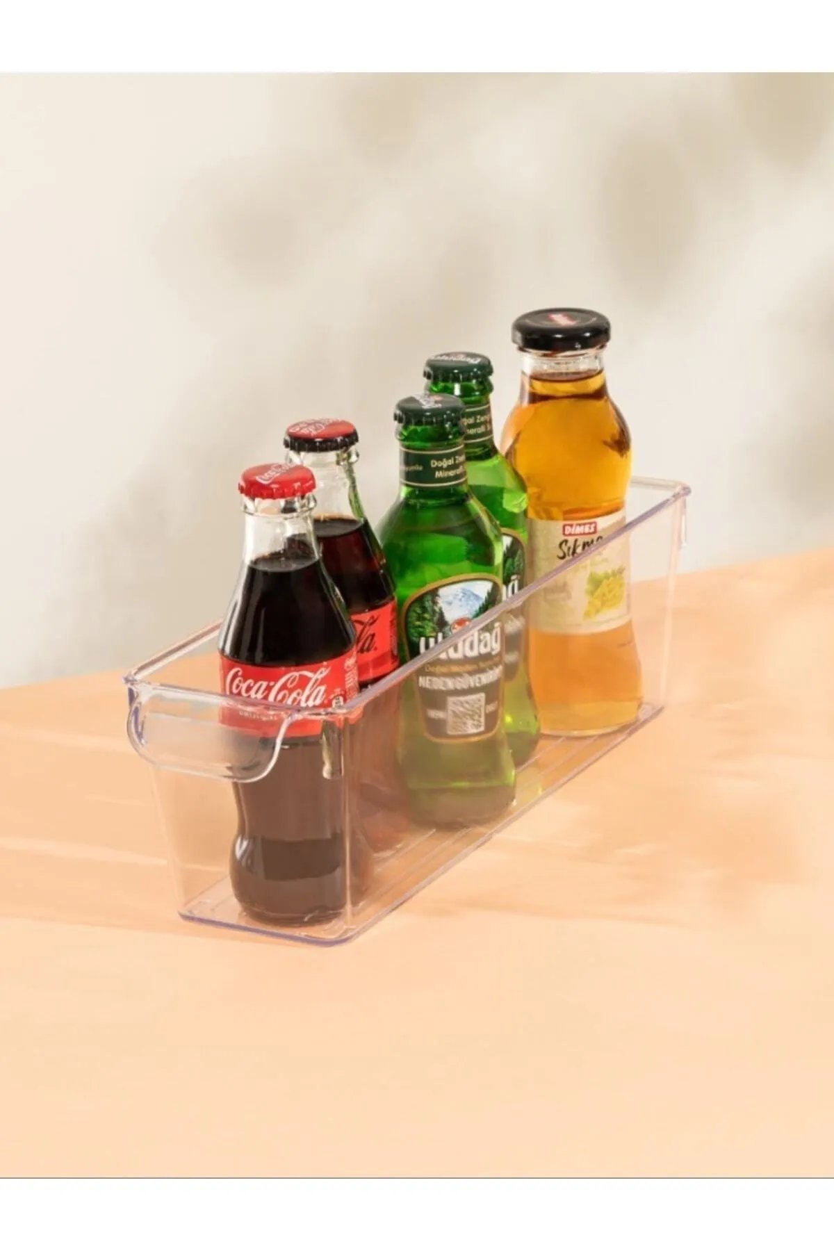 2'li Şeffaf Buzdolabı İçi Düzenleyici - Dolap İçi Slim Organizer Çok Amaçlı Şişe Kavanoz Düzenleyici