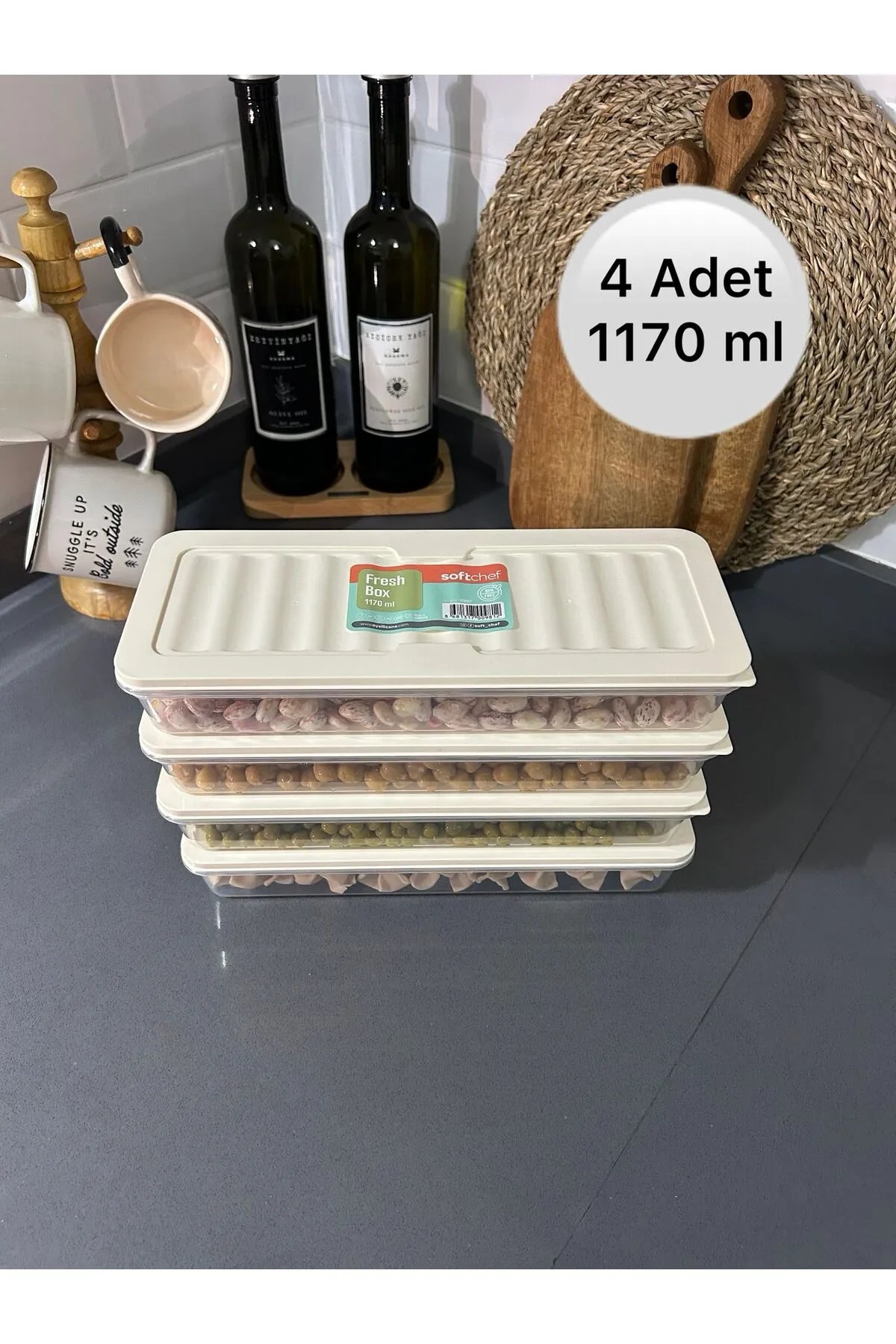 Buzdolabı Düzenleyici Buzdolabı Saklama Kabı Buzluk Kabı Krem - 1170 ml (4 Adet) Buzdolabı Düzenleyici Buzdolabı Saklama Kabı Buzluk Kabı Krem - 1170 ml (4 Adet)