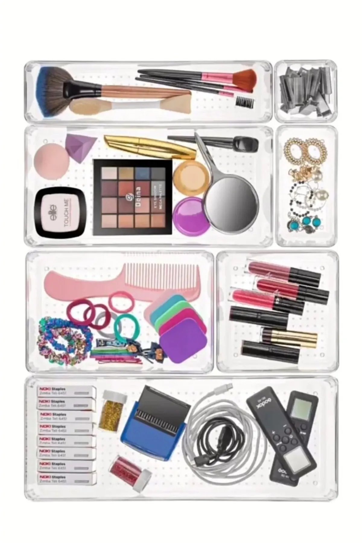 7'li Modüler Kozmetik Takı Makyaj Organizer - Çekmece İçi Düzenleyici Banyo Mutfak Düzenleyici 7'li Modüler Kozmetik Takı Makyaj Organizer - Çekmece İçi Düzenleyici Banyo Mutfak Düzenleyici