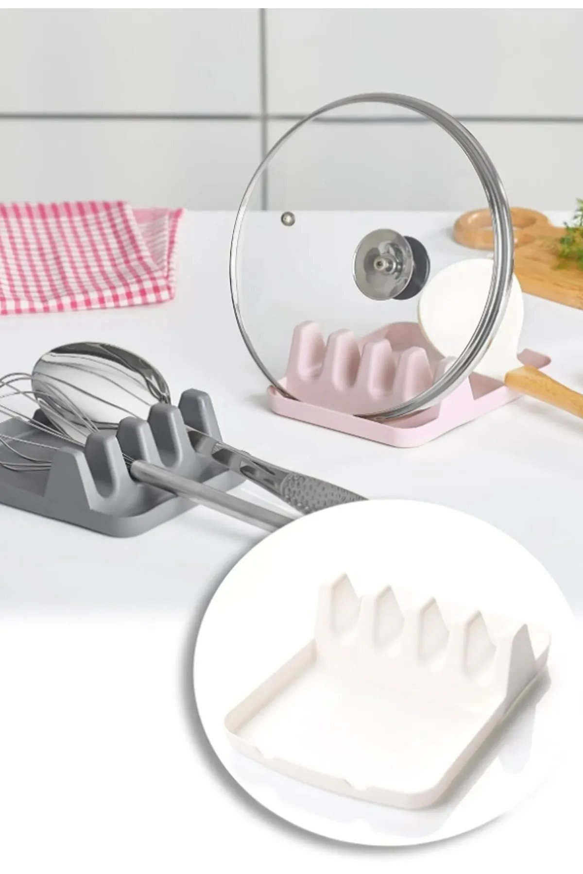 Tencere Kapağı Standı - Kirli Kaşıklık Kepçe Altlığı Çok Amaçlı PratikTencere Kapak Tutucu Tencere Kapağı Standı - Kirli Kaşıklık Kepçe Altlığı Çok Amaçlı PratikTencere Kapak Tutucu