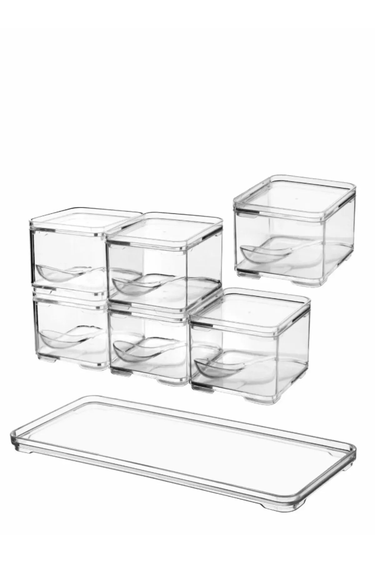 12'lı Stantlı Kaşıklı Clear Baharatlık Seti 12'lı Stantlı Kaşıklı Clear Baharatlık Seti