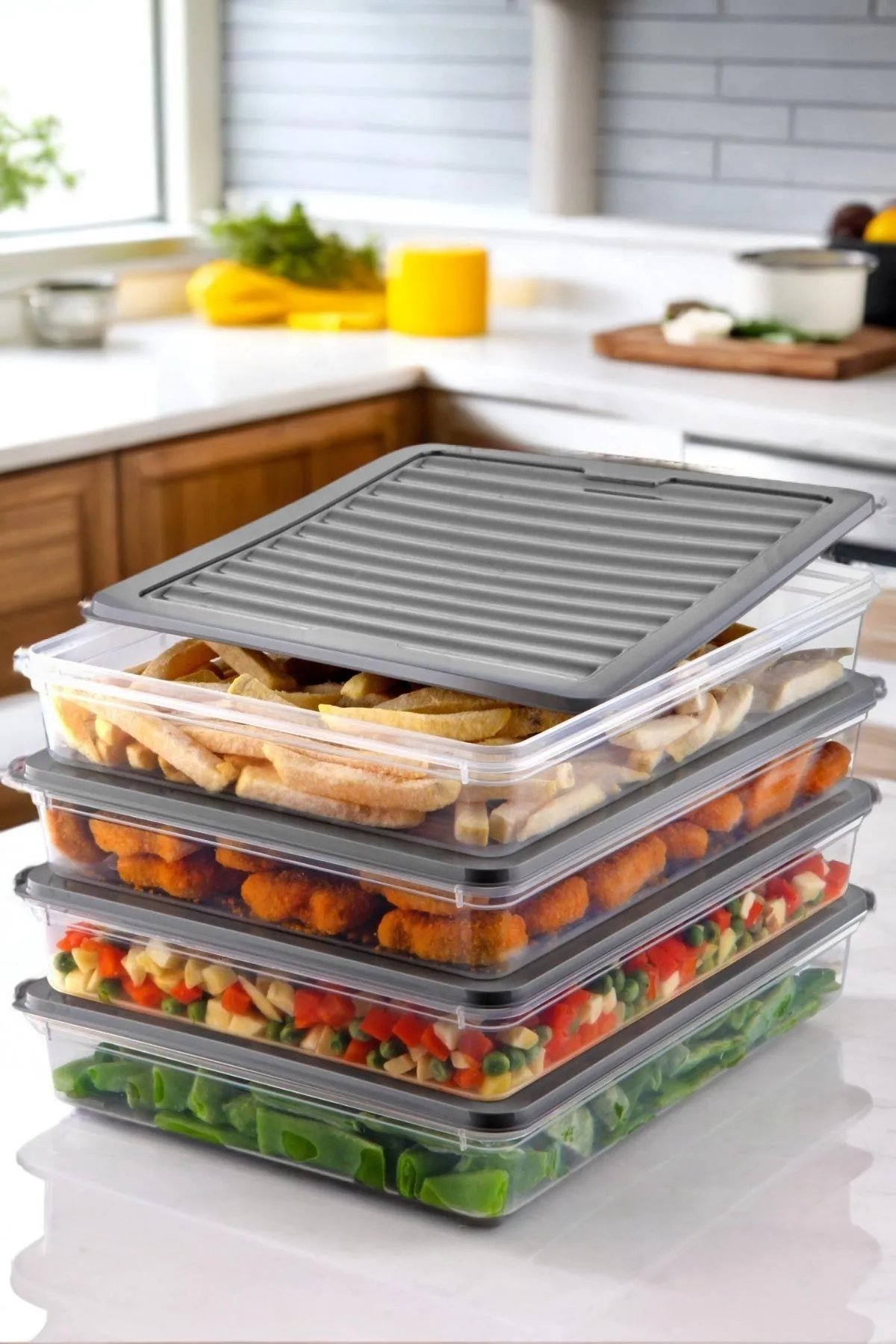 Mikrodalga Ve Derin Dondurucuya Uygun Freshbox Saklama Kabı 4'Lü Set Antrasit Mikrodalga Ve Derin Dondurucuya Uygun Freshbox Saklama Kabı 4'Lü Set Antrasit