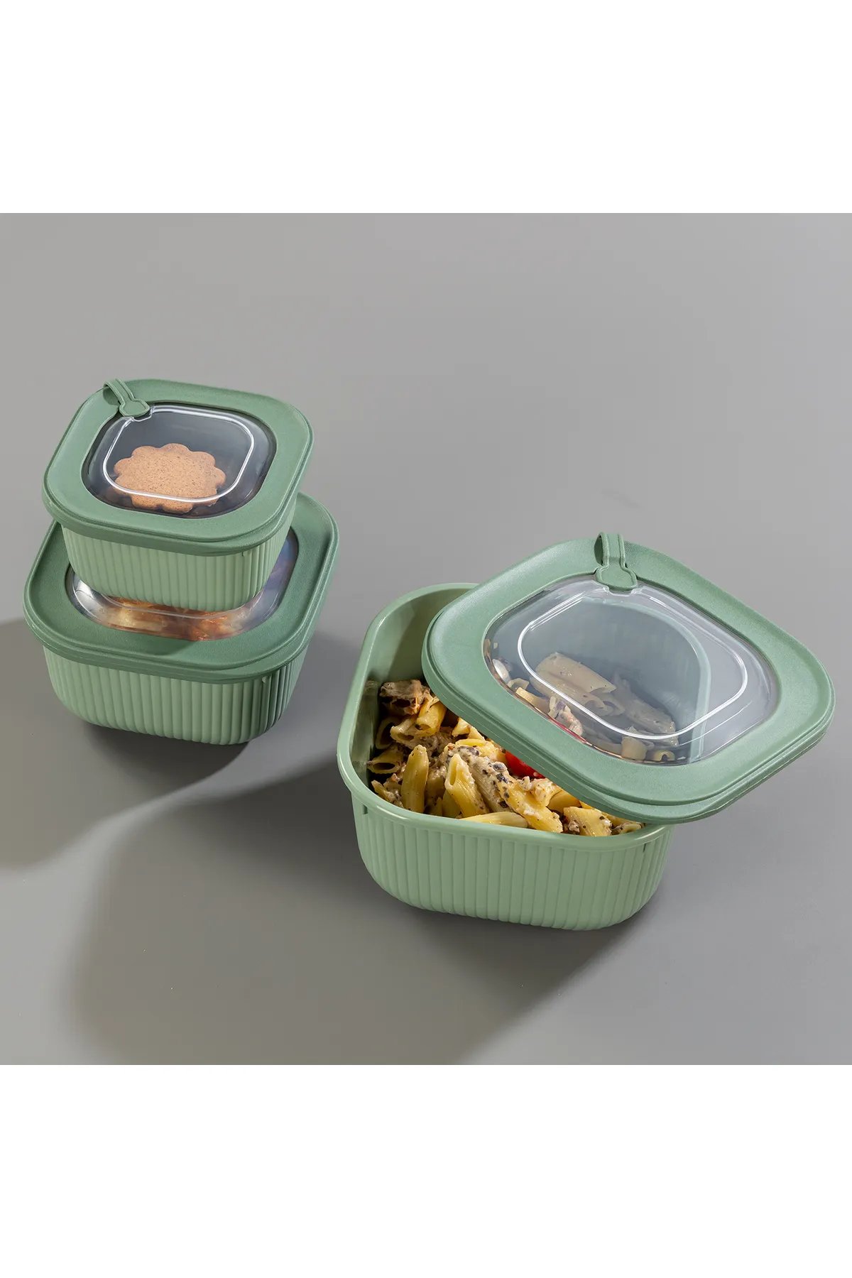 3'lü Yeşil Mikrodalga Ve Difrize Uygun Vip Kapaklı Özel Saklama Kabı Seti 3'lü Yeşil Mikrodalga Ve Difrize Uygun Vip Kapaklı Özel Saklama Kabı Seti