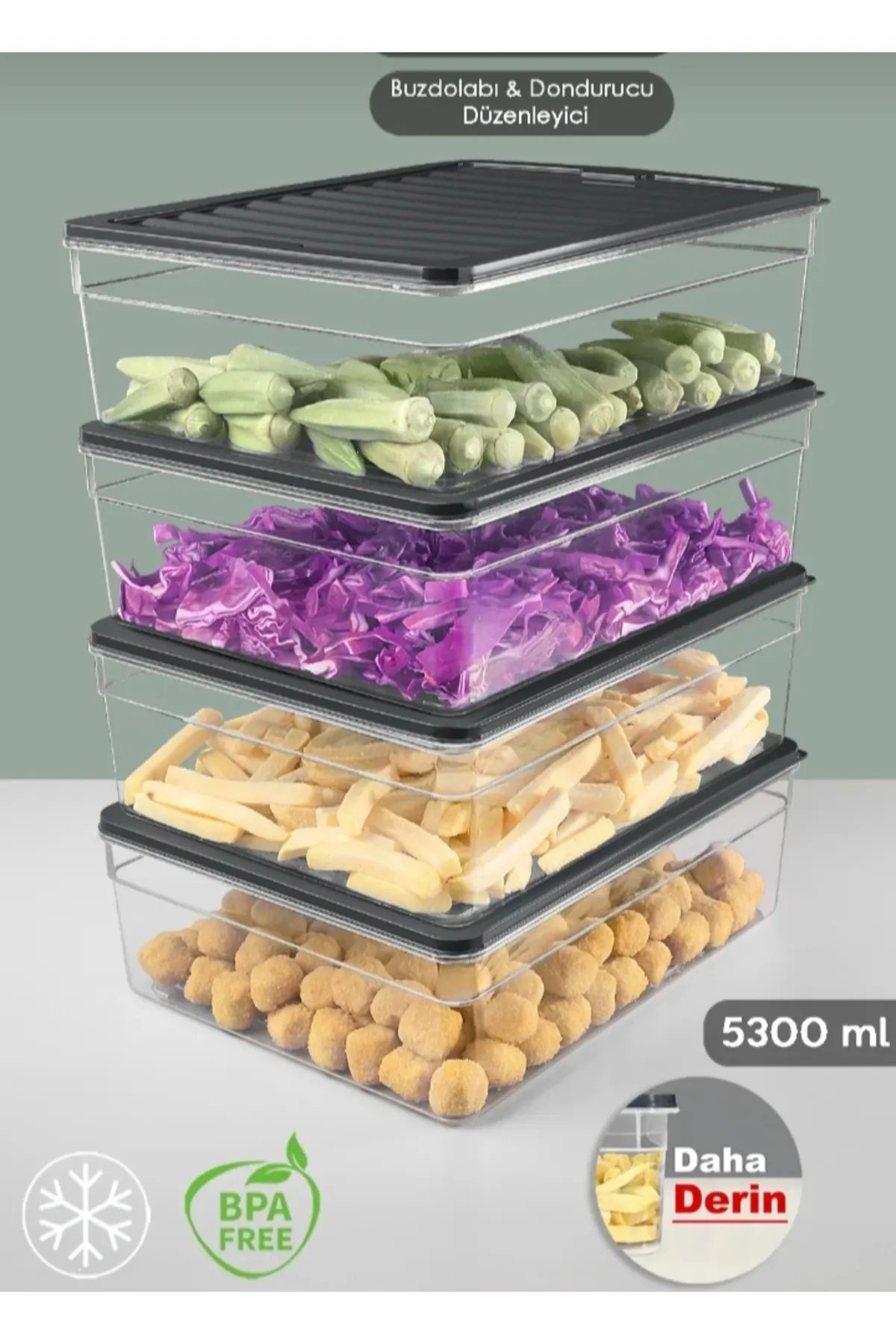 4 Adet 5300 ML Buzdolabı organizer set buzdolabı düzenleyici buzluk saklama kabı mikrodalga kabı 4 Adet 5300 ML Buzdolabı organizer set buzdolabı düzenleyici buzluk saklama kabı mikrodalga kabı