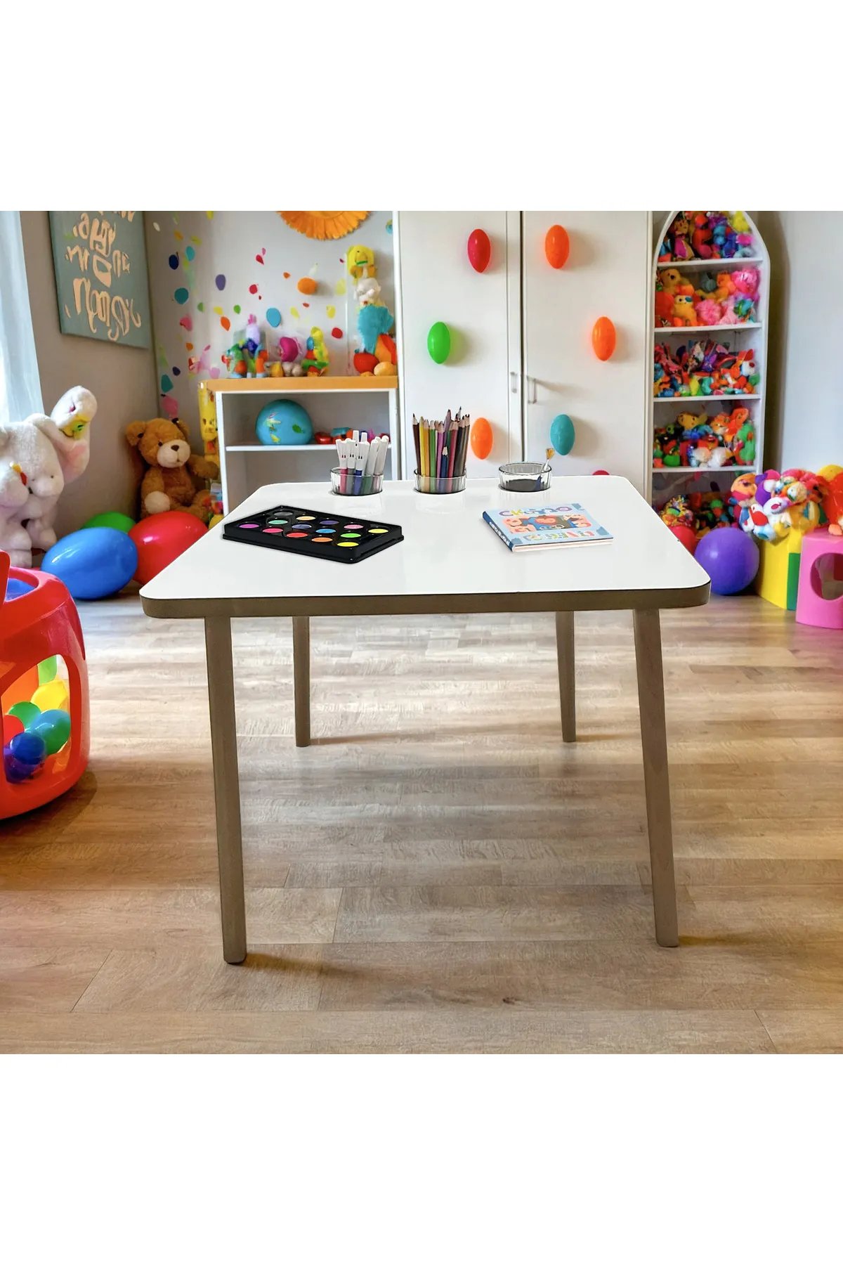 Ahşap MDF Yaz Sil Yüzey 1 Adet Çocuk Aktivite ve OyunMasası Kalemlik ve Bardak Hazneli Ahşap MDF Yaz Sil Yüzey 1 Adet Çocuk Aktivite ve OyunMasası Kalemlik ve Bardak Hazneli