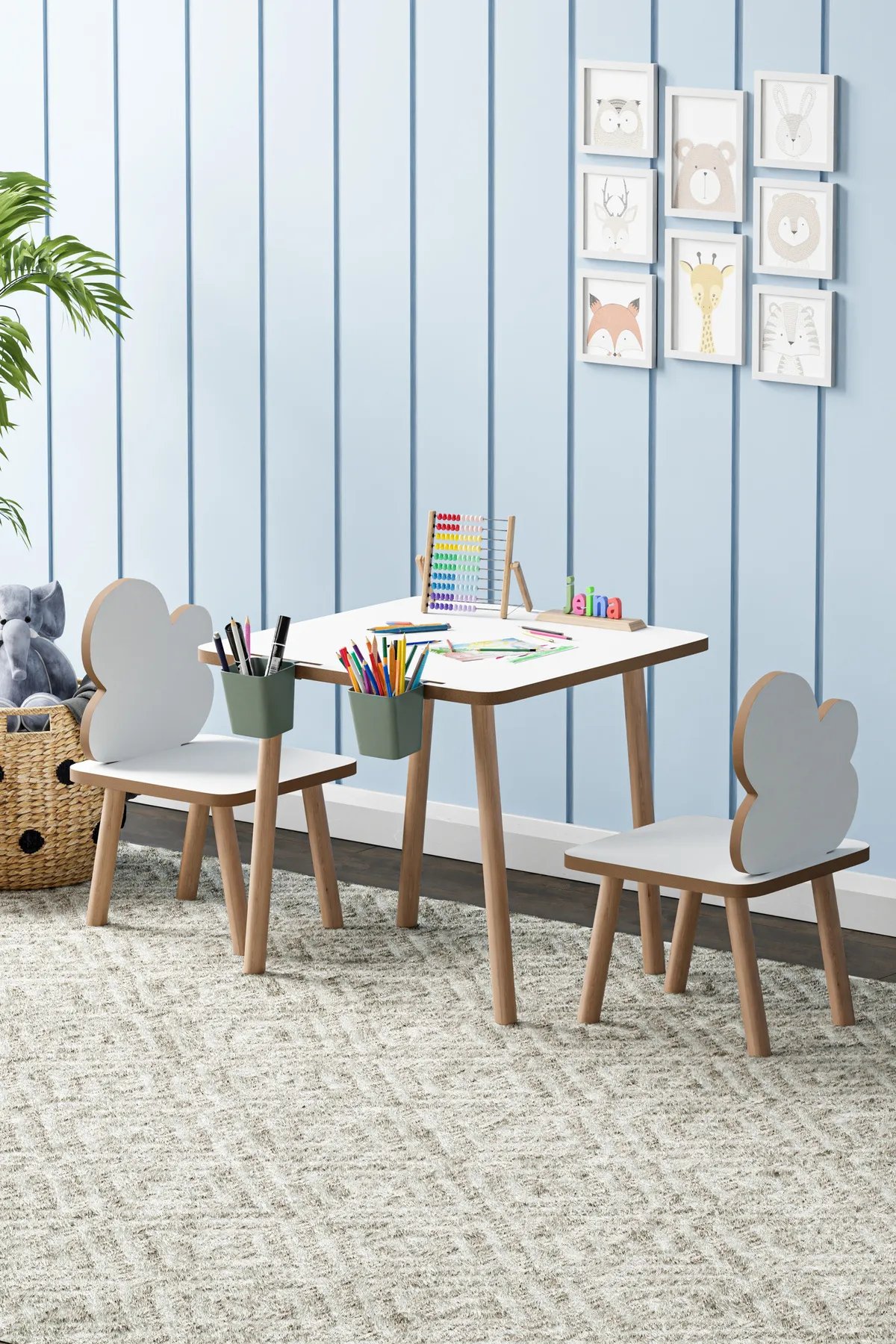 Yaz Sil Yüzey 1 Adet Çocuk Aktivite ve OyunMasası 2 Adet Kalemlik Hazneli 2 Adet Bulut Sandalye Yaz Sil Yüzey 1 Adet Çocuk Aktivite ve OyunMasası 2 Adet Kalemlik Hazneli 2 Adet Bulut Sandalye