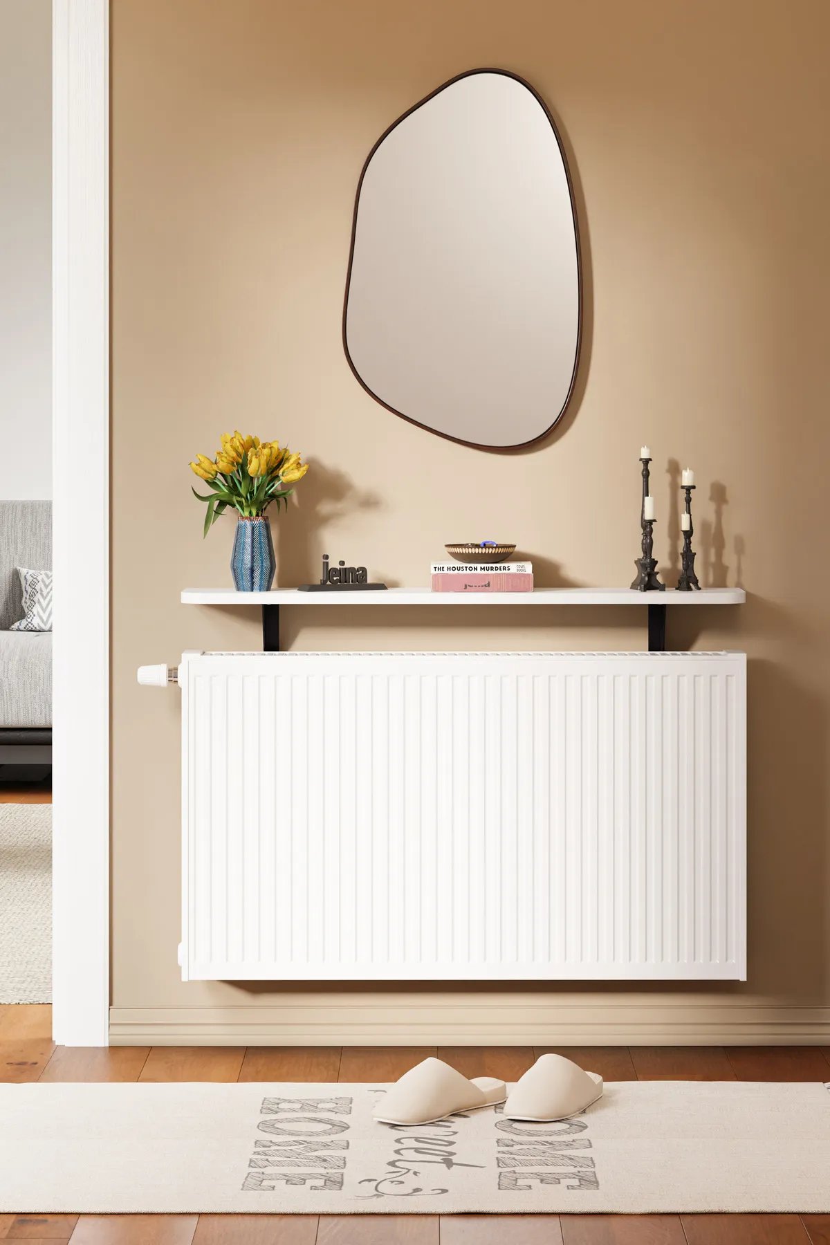 OSLO - Dresuar Montaj Gerektirmeyen 80x18 CM MDF Oval Kesim Petek Üstü Uçan Raf Kitaplık OSLO - Dresuar Montaj Gerektirmeyen 80x18 CM MDF Oval Kesim Petek Üstü Uçan Raf Kitaplık